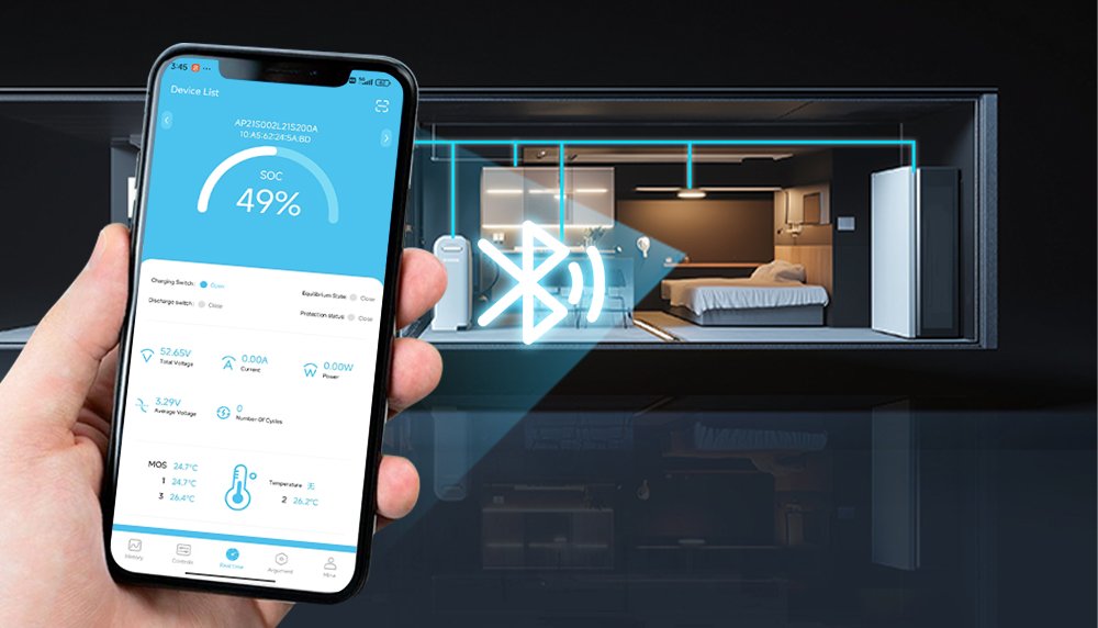 Lithium battery pack mobile app view