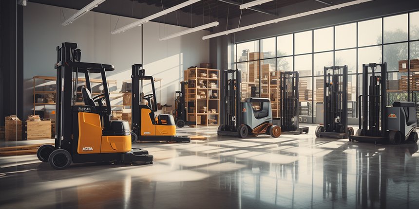 Stacking forklift trucks